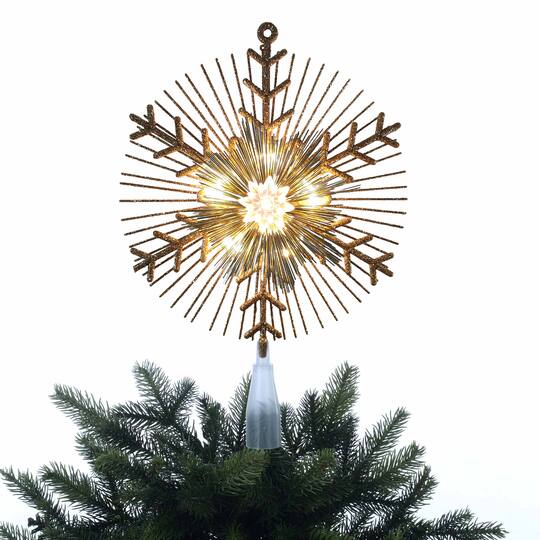 14.5" Gold Lighted Tinsel Starburst Tree Topper by Ashland®
